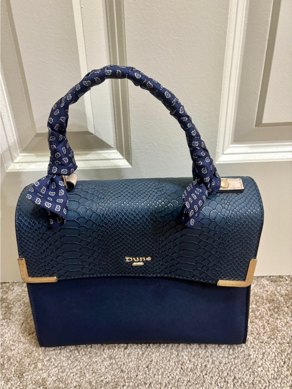 Croc Style Blue Cream Crossbody Detachable Purse